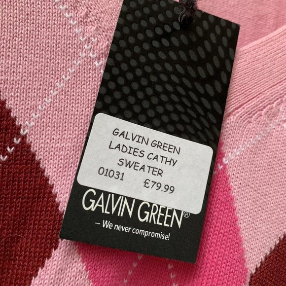 Galvin Green Women's Cathy Sweater Golf Jumper Size Medium Pink NEW Argyle - Picture 5 of 10